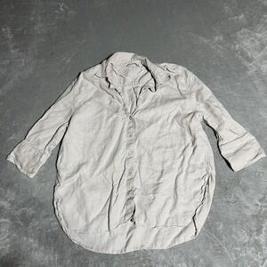 Zara Light Gray Button-Up Linen Blouse